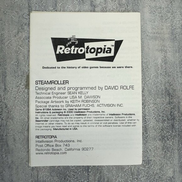 Ex. Rare ColecoVision Homebrew Steamroller David Rolfe 2000 Retrotopia W Manual - Picture 7 of 7